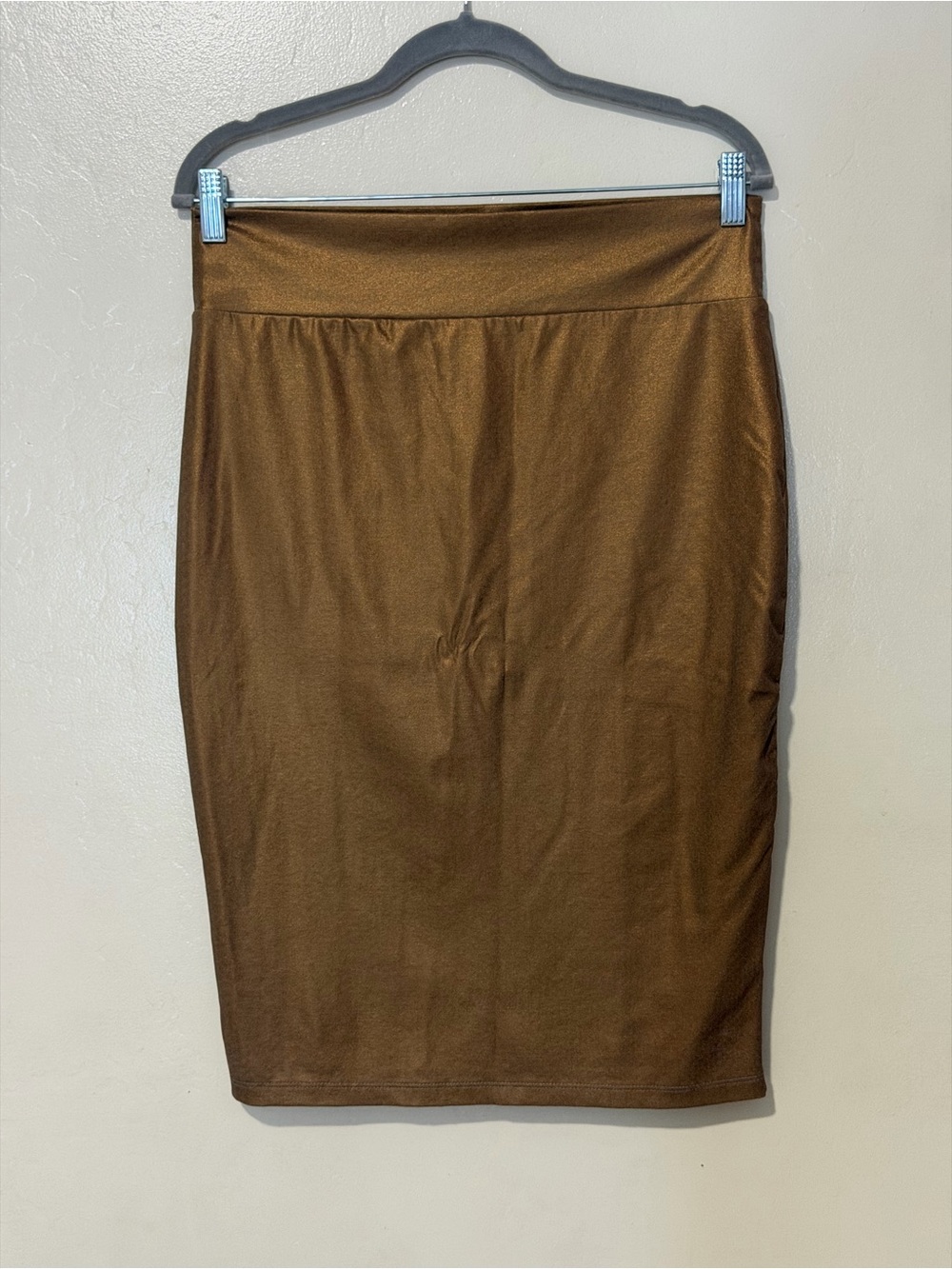 Stretch Pencil Skirt in Warm Brown